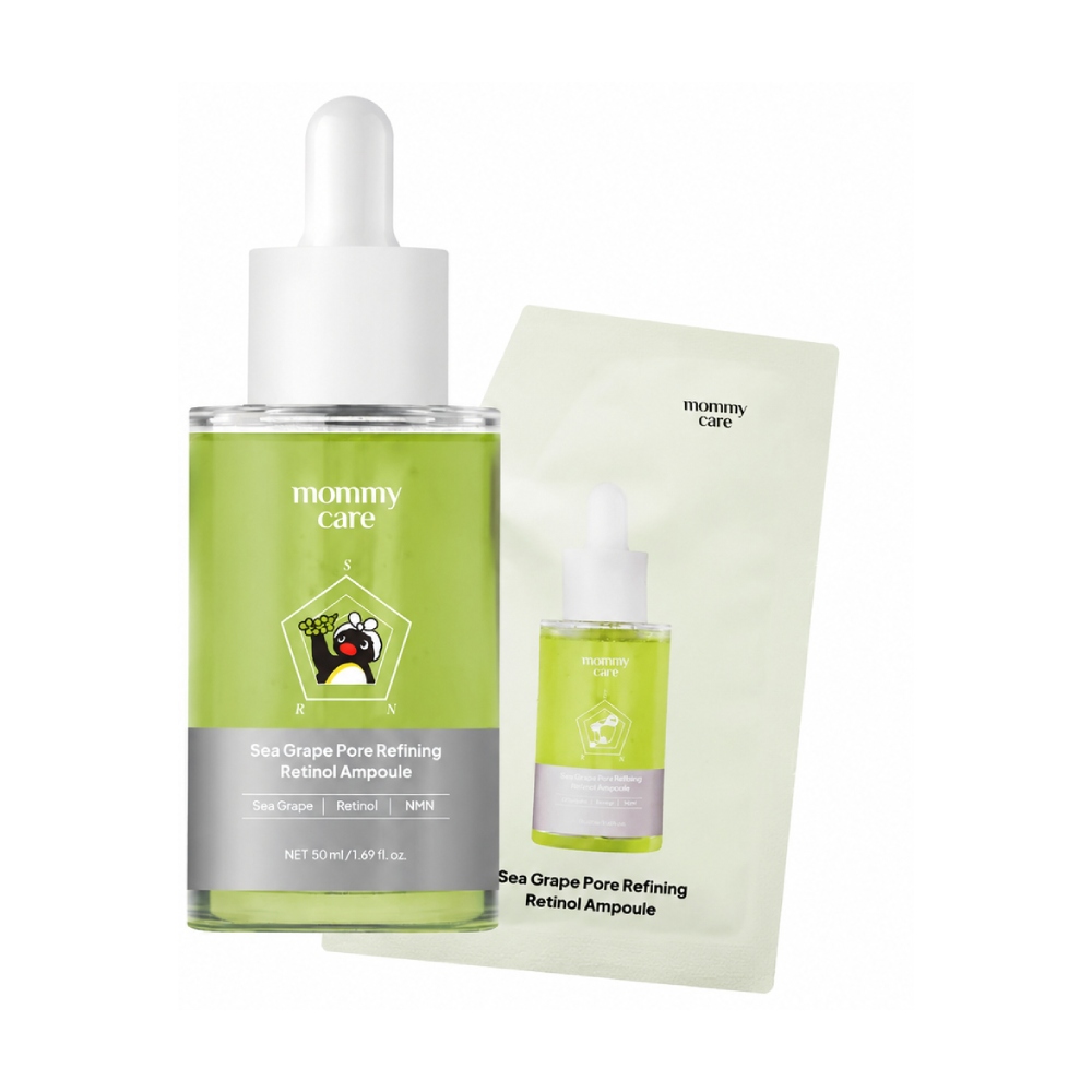 Набор сыворотки mommy care Sea Grape Pore Lifting Retinol с брелоком, 50 мл + сменный блок 50 мл + брелок-пингвин