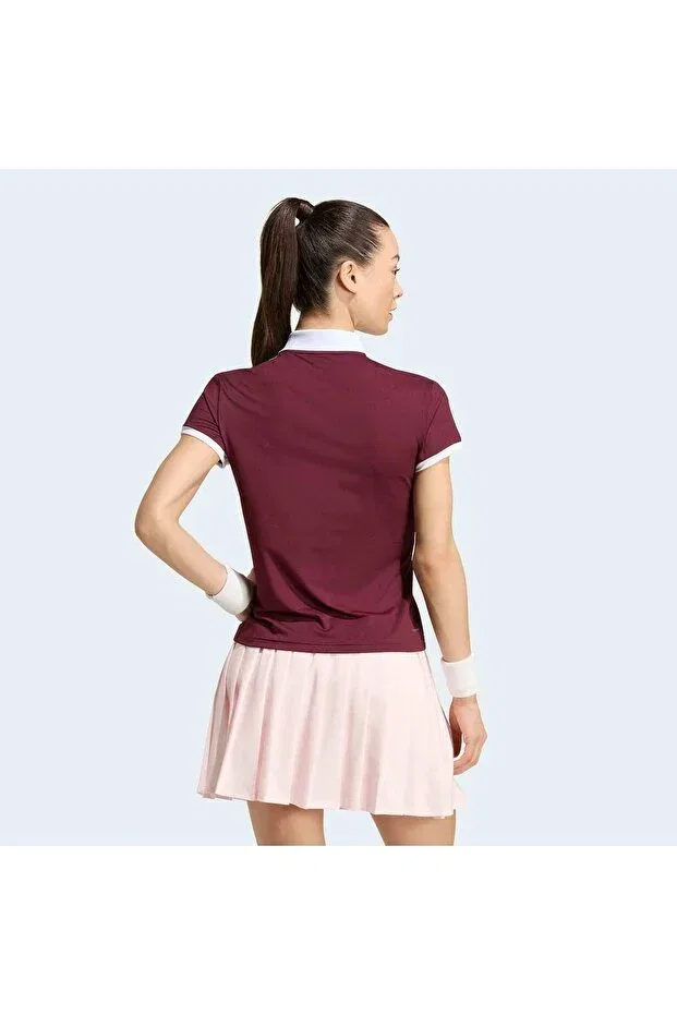 Женская спортивная футболка с коротким рукавом Classics Polo Adidas, Maroon — фото 2