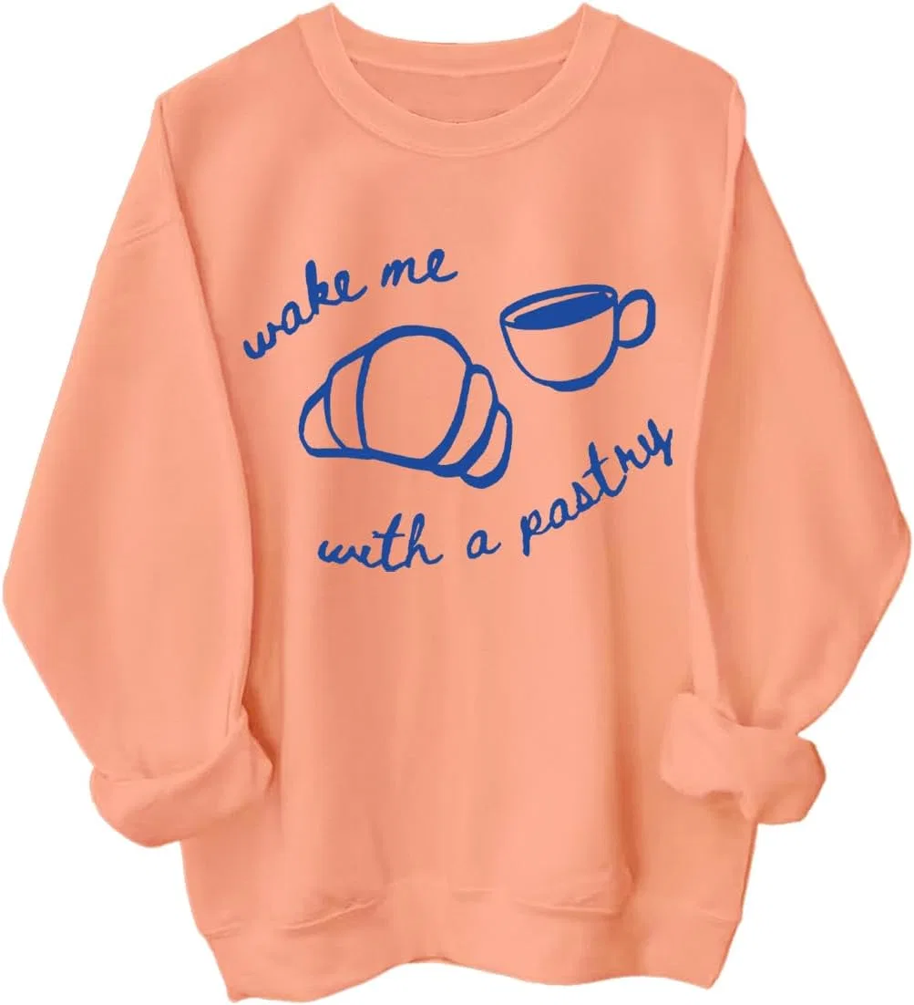 Мужской свитшот с длинным рукавом Wake Me With A Pastry, оранжевый