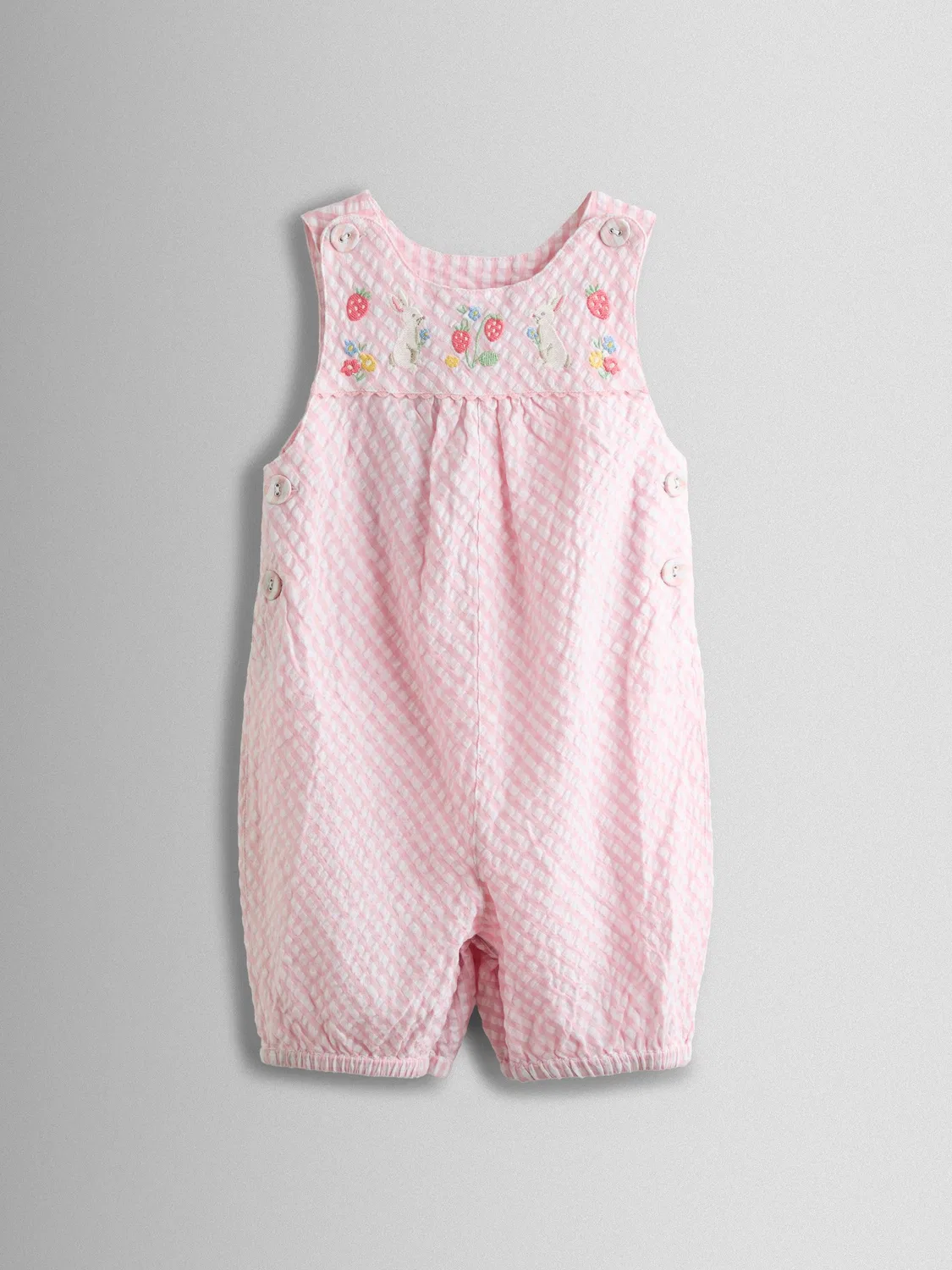 Комбинезон с вышивкой зайчика и клубники, Pink Bunny Jojo Maman Bébé, розовый — фото 3