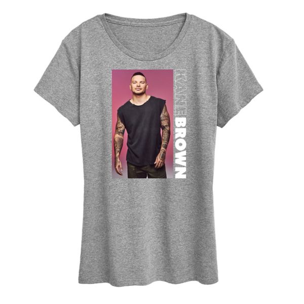 

Женская футболка Kane Brown с вертикальным рисунком Licensed Character, серый