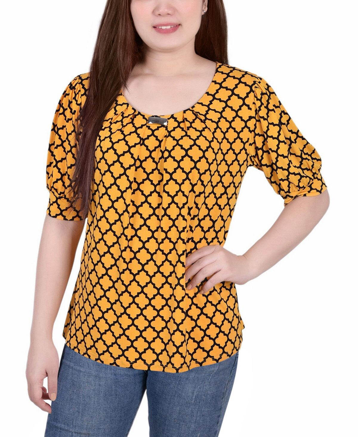 

Женский топ missy с короткими рукавами и объемными рукавами NY Collection