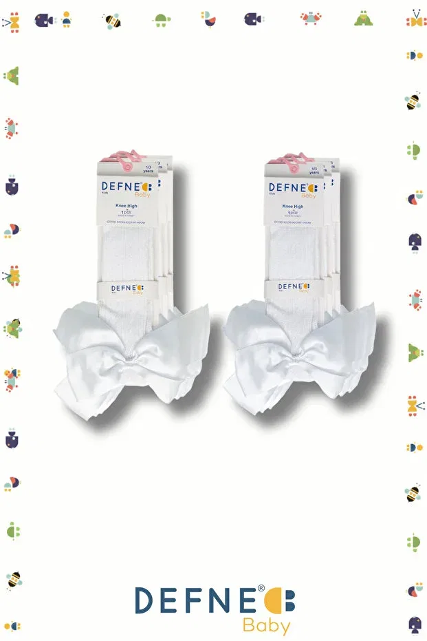 Детские носки для девочек хлопковые с лентой Defne Baby, White