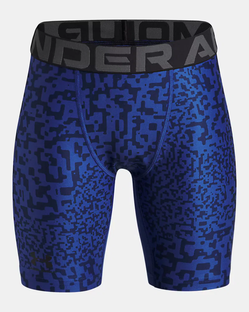 Шорты-компрессионные детские с внутренним швом 17,8 см, облегающие, HeatGear Printed UnderArmour, Tech Blue/Black