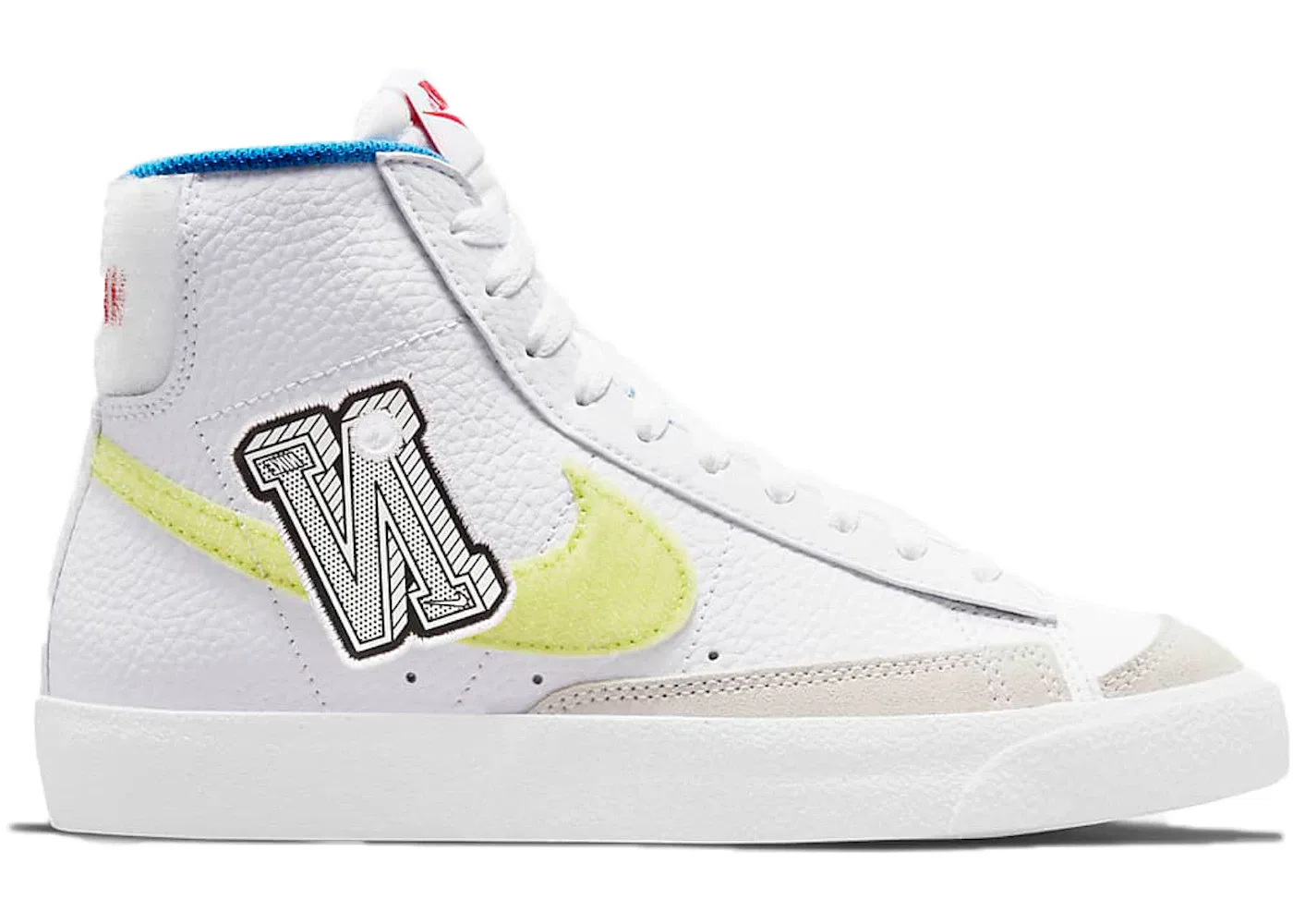 Детские кроссовки для мальчиков с липучкой Nike Blazer Mid 77, White Lemon