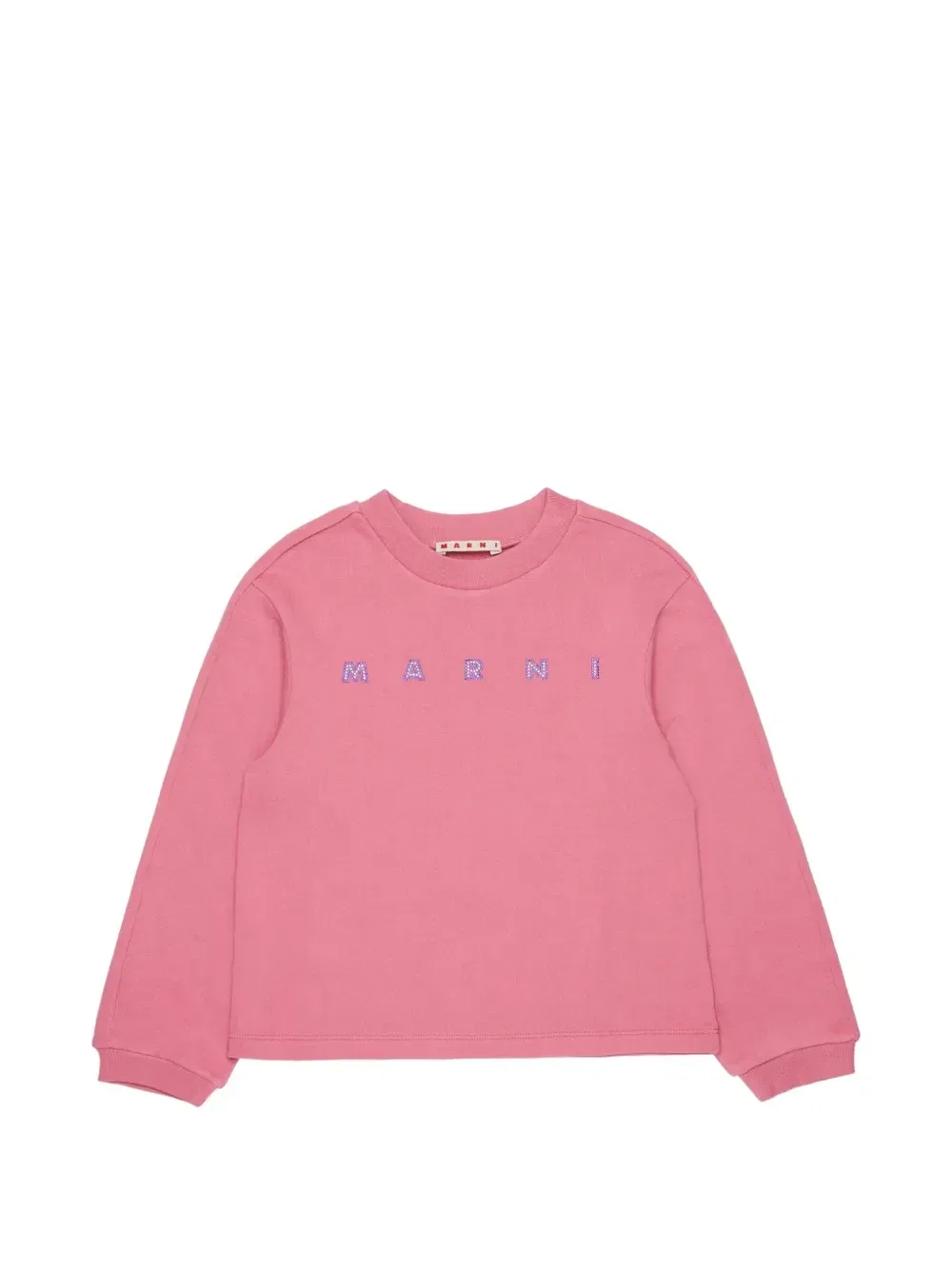 Свитер с логотипом из страз Marni Kids, розовый