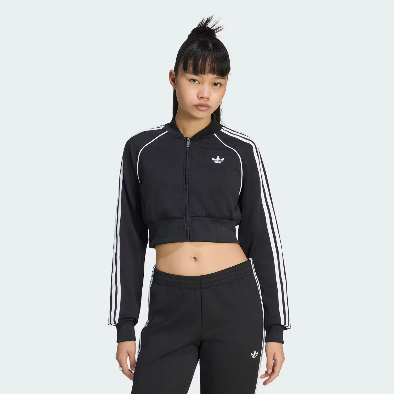 Женская укороченная спортивная куртка SST Cropped Tracktop Adidas Originals, черный/белый