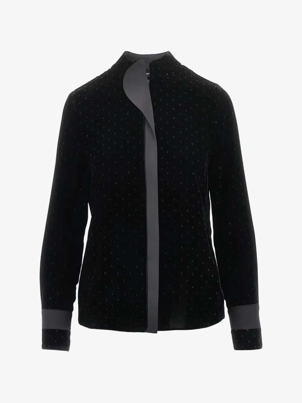 Бархатная рубашка с люрексом EMPORIO ARMANI, черный