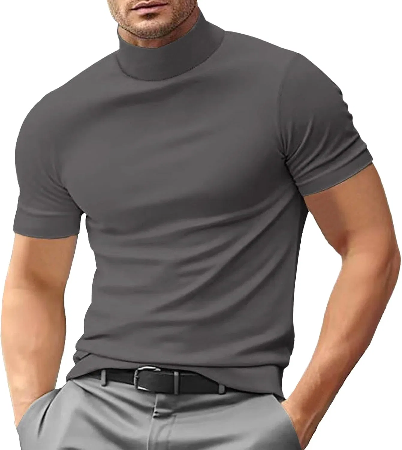 Мужская футболка с высоким воротом Slim Fit, Gy