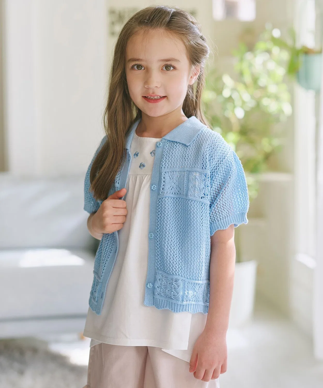 Детская туника с вышивкой petit fleur Kumikyoku KIDS, Blue — фото 4