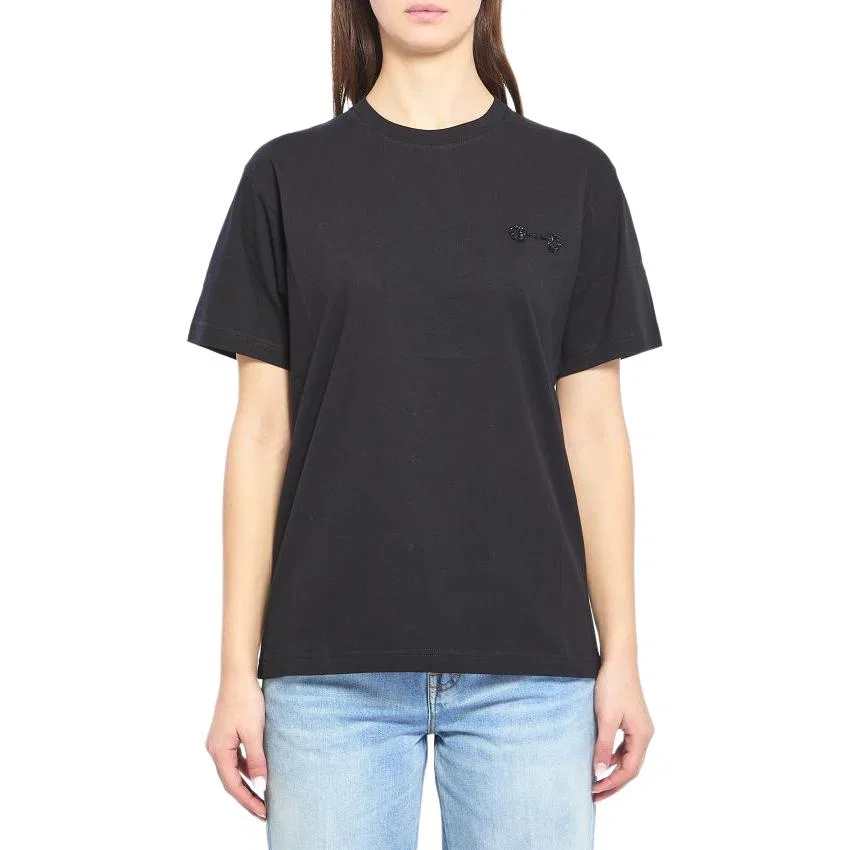 Женская футболка с вышивкой из хлопкового джерси GUCCI, Black — фото 3