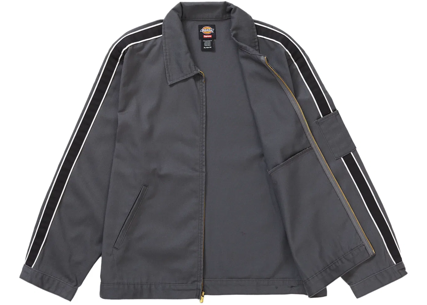 Мужская куртка-бомбер с полосками Supreme Dickies Stripe Eisenhower Jacket, Charcoal — фото 2