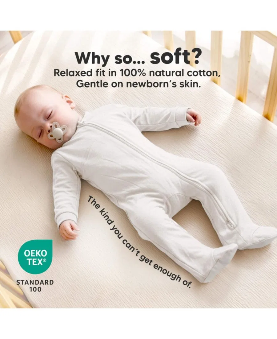 Комплект детских пижам с закрытыми стопами Soothe Sleep N' Play Footed Pajama, 2-шт KeaBabies, Soft White — фото 3