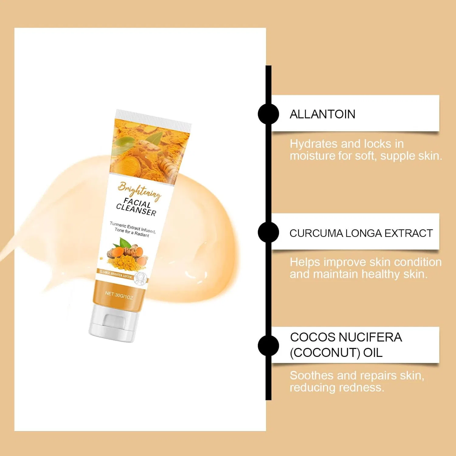 Очищающий гель для лица Turmeric Facial Cleansing Gel, Rubu22a, 30 г — фото 4