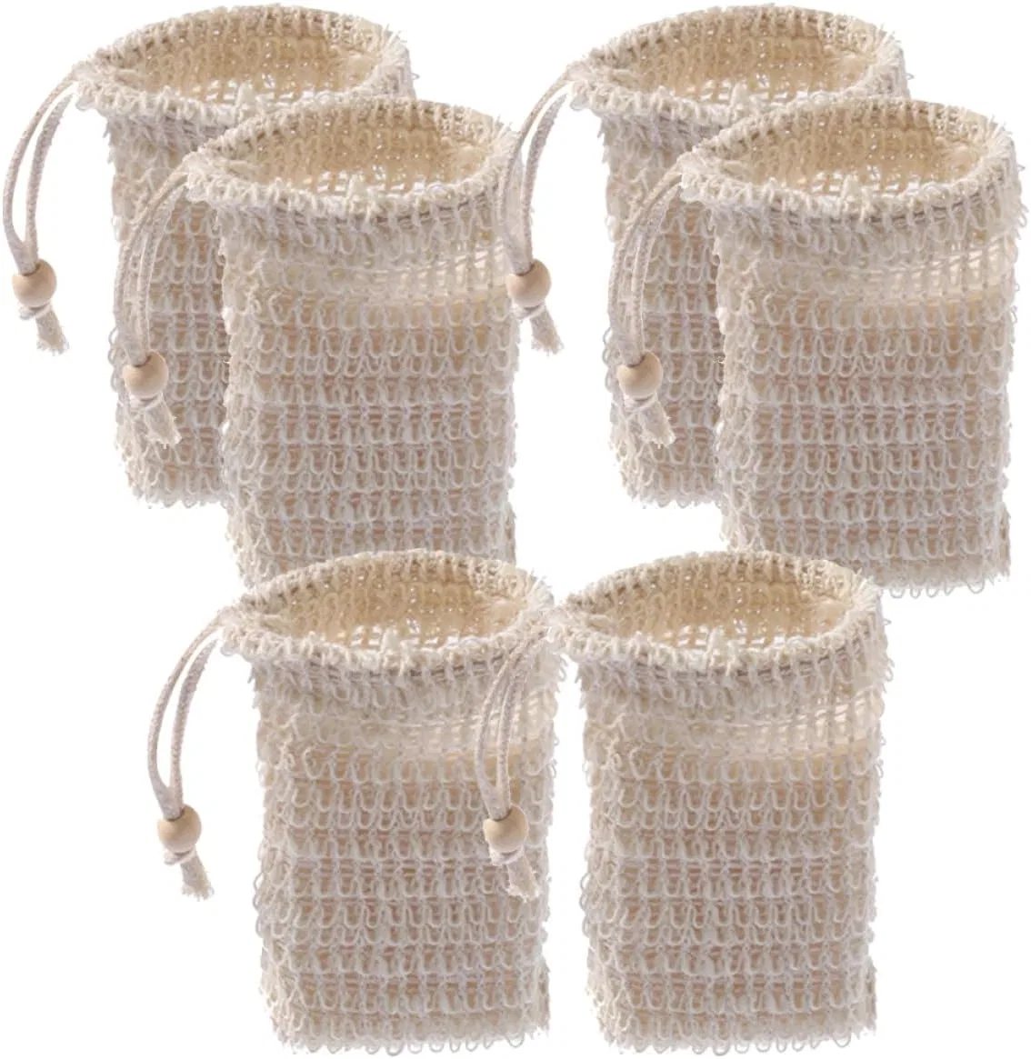 Мешочки для мыла с завязкой, RUNROTOO, 6 шт, Beige