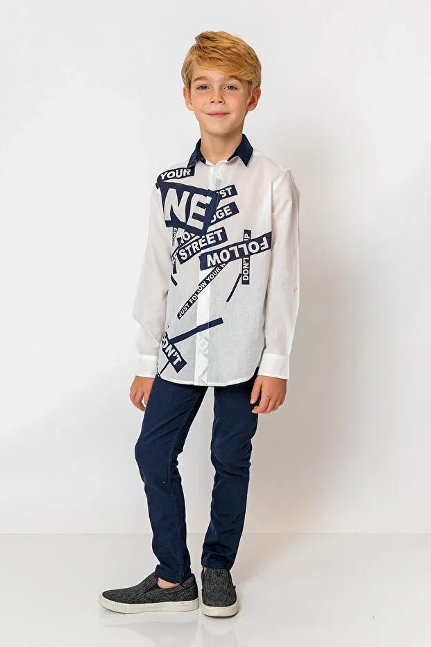 Детская рубашка для мальчиков с принтом Incity, Navy Blue