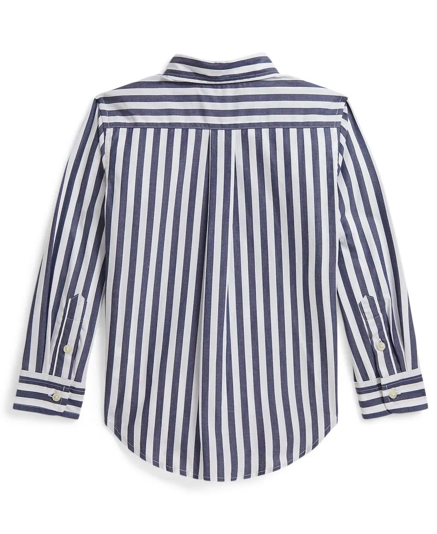 Детская рубашка из хлопкового поплина в полоску Polo Ralph Lauren, Navy White — фото 2