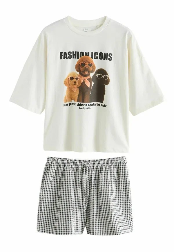 Пижамный комплект из хлопка, Regular fit - short set pyjamas, Next, cream dogs, кремовый
