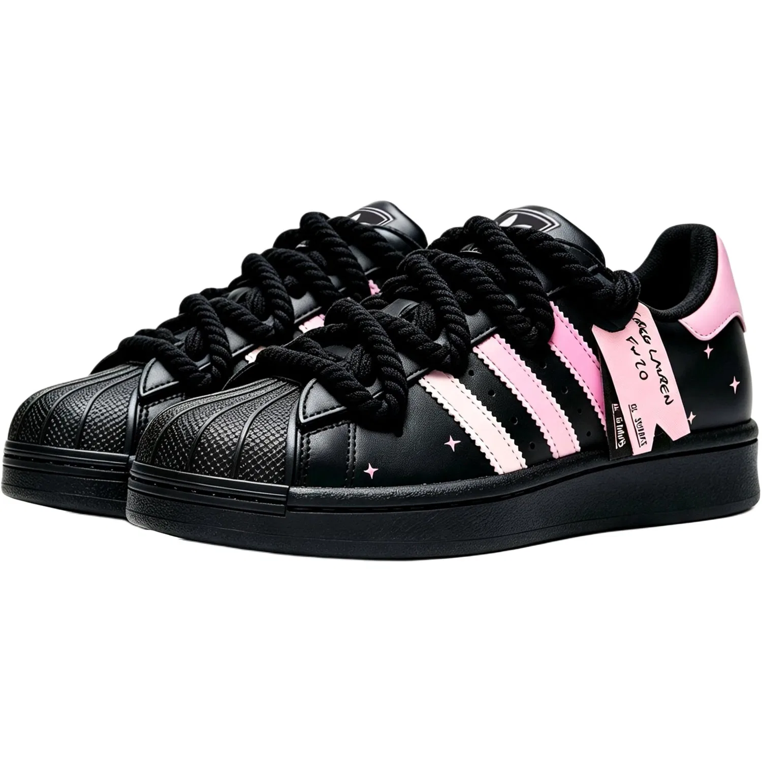 Детские скейтбординг-кроссовки с принтом Superstar 2 Adidas Originals, Black Pink — фото 4