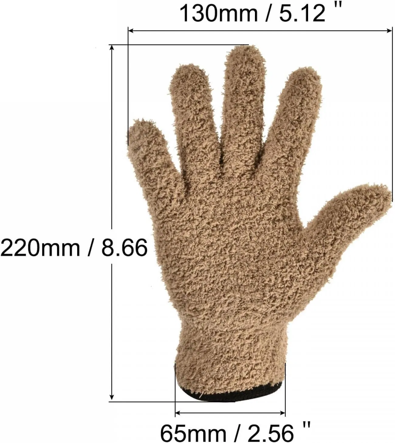 Перчатки для уборки Microfibre, sourcing map, 1 пара, 22 см, Brown — фото 2