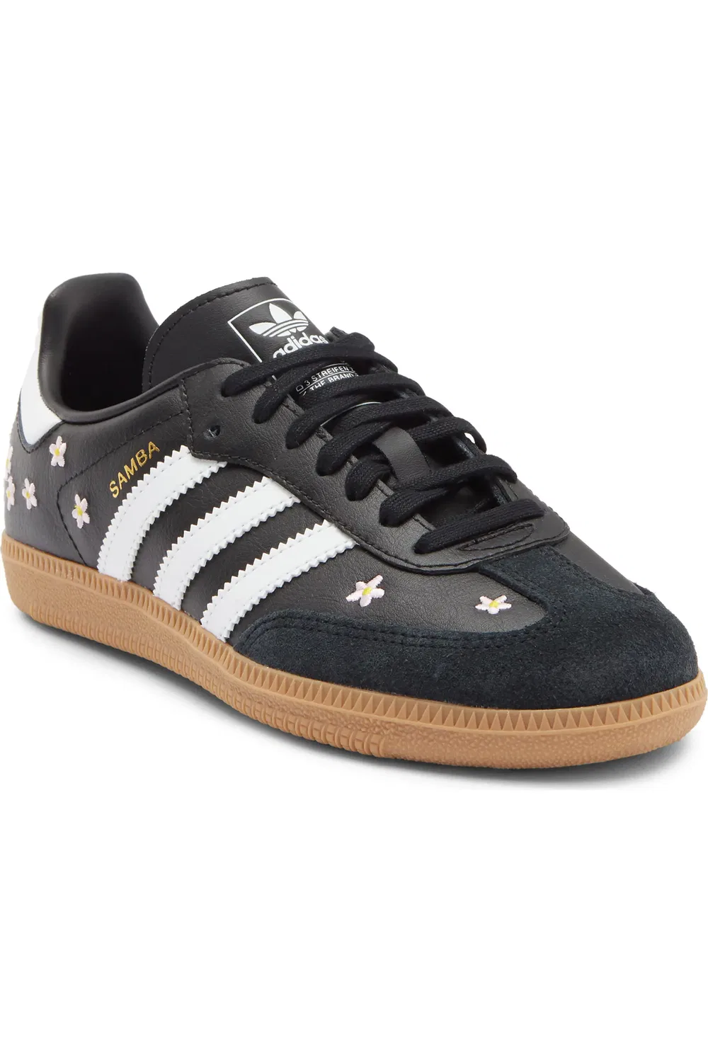 Детские кроссовки кожаные Samba adidas, Core Black/White/Gum