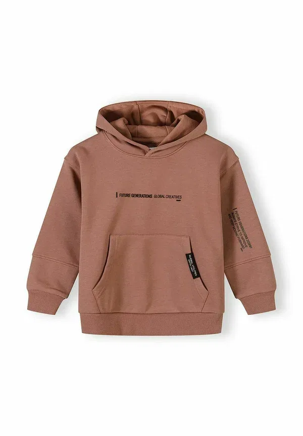 Спортивный костюм худи с капюшоном и джоггеры, принт, Set hooded with kangaroo pocket and joggers - tracksuit, Minoti, Cognac, коньячный — фото 2