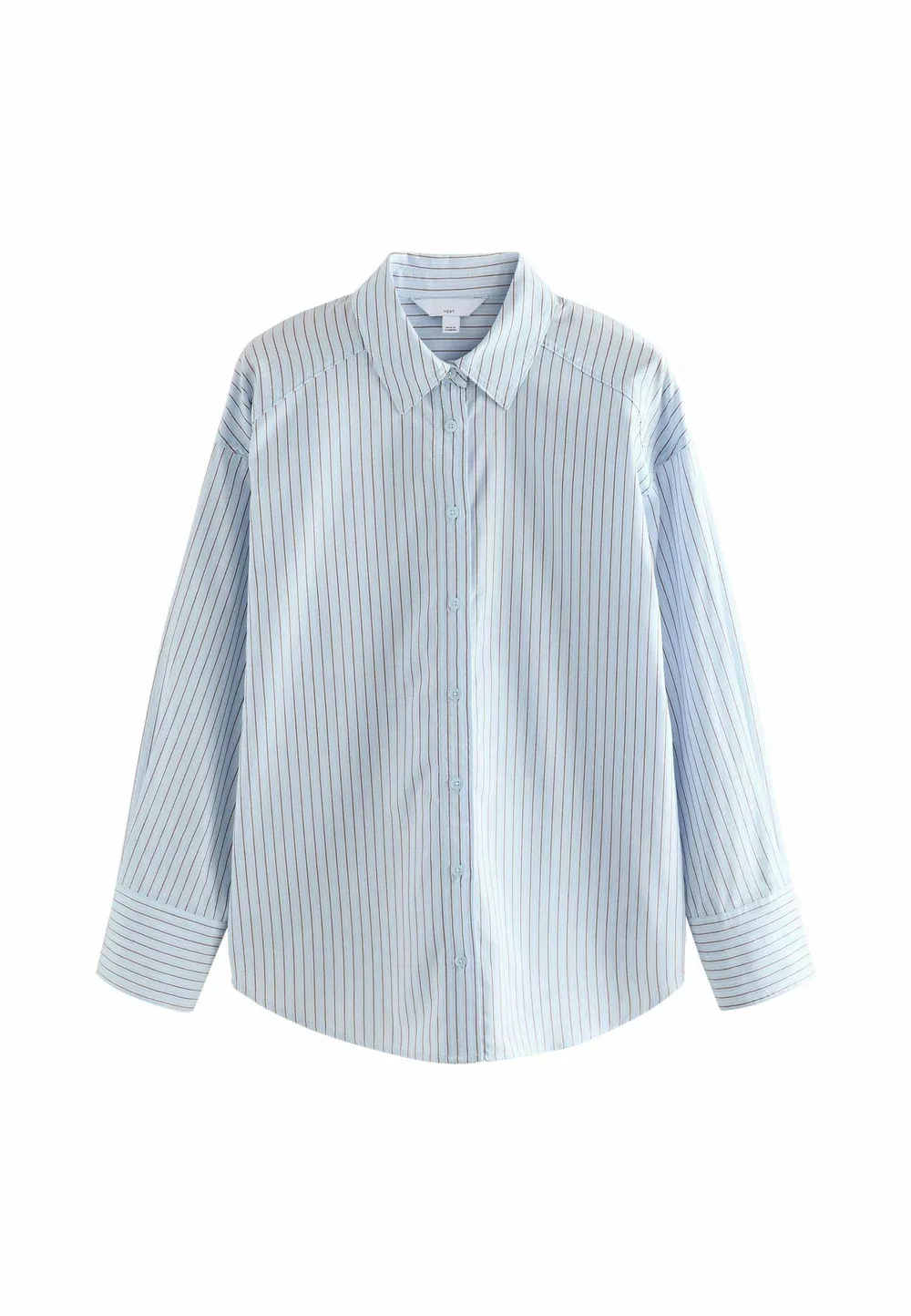 Рубашка свободного кроя в стиле "бойфренд" - блузка на пуговицах Next, Light Blue/Brown Stripe