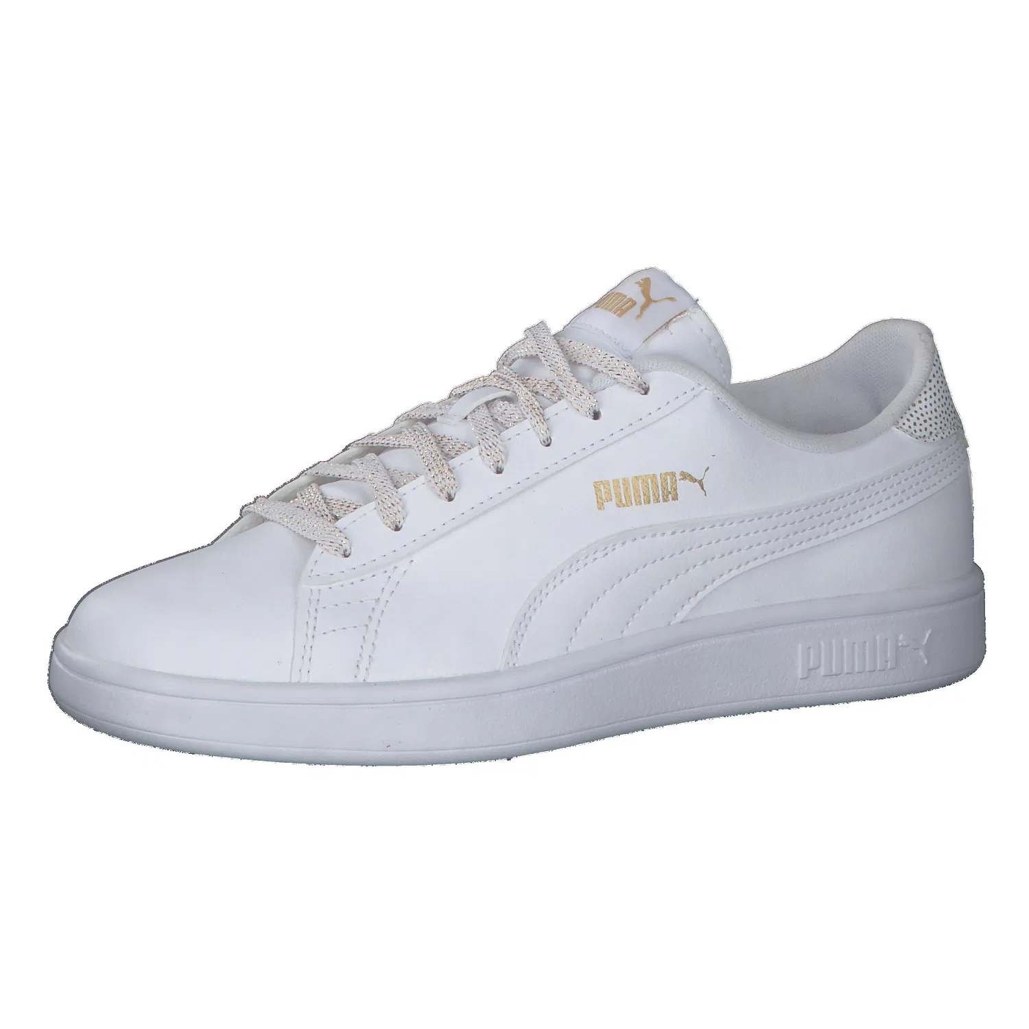 Детские кроссовки для девочек с металлическими деталями Smash v2 Metallics Jr Puma, Weiss