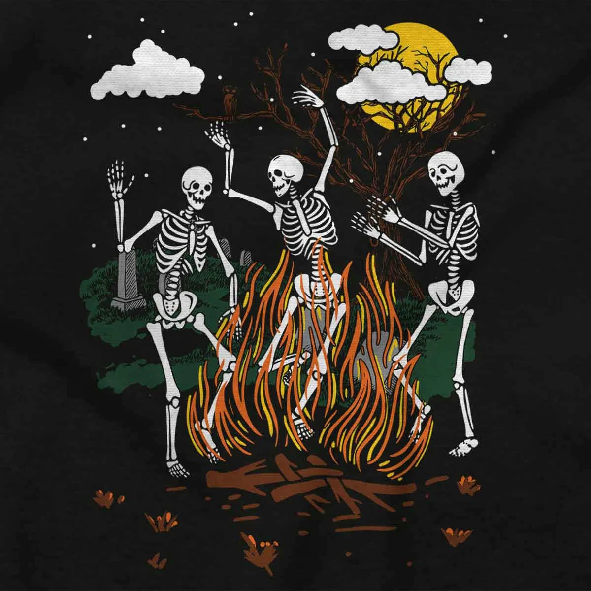 Детское боди для девочек и мальчиков с принтом Halloween Campfire Dancing Skeletons Brisco Brands, Black — фото 2