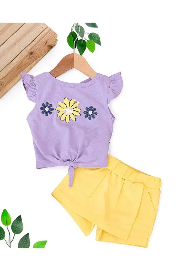 Детский комплект для девочек с цветочным принтом Voyyo Kids Baby, Lila — фото 2