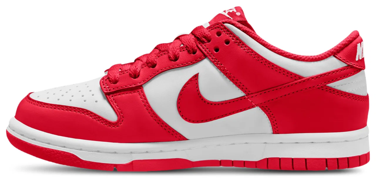 Кроссовки для мальчиков Dunk Low Nike, цвет University Red/White — фото 2