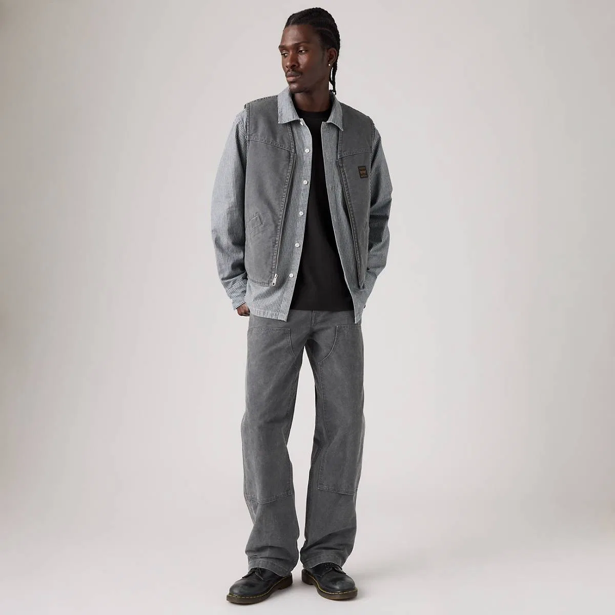 свободные прямые мужские джинсы 568 -карпентеры с двойными коленями Levi's, Duo Fade Canvas Periscope X Brindle - Grey