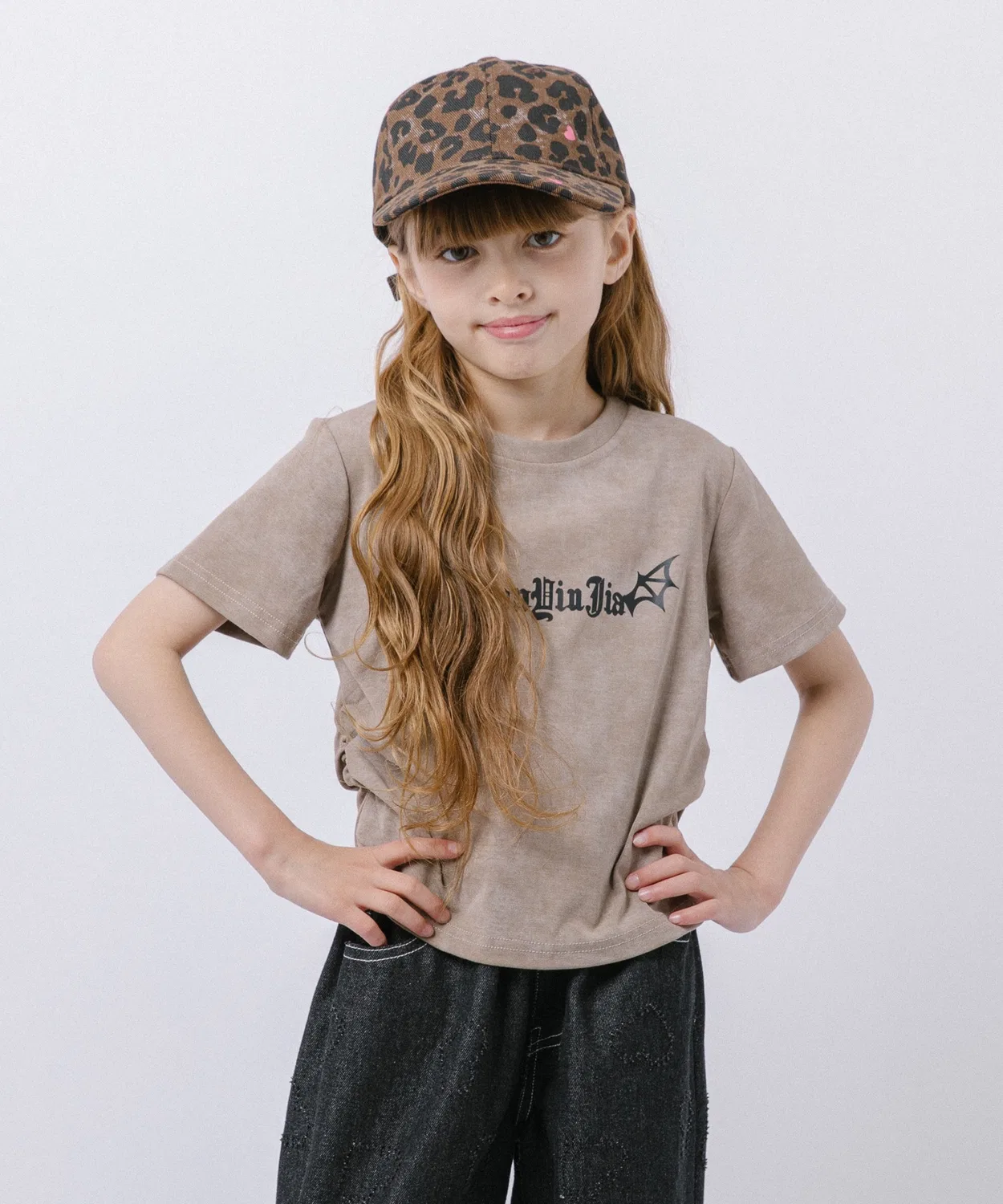 Детская футболка с принтом Side Gather Tie Dye Front Logo URBAN CHERRY, Бежевый