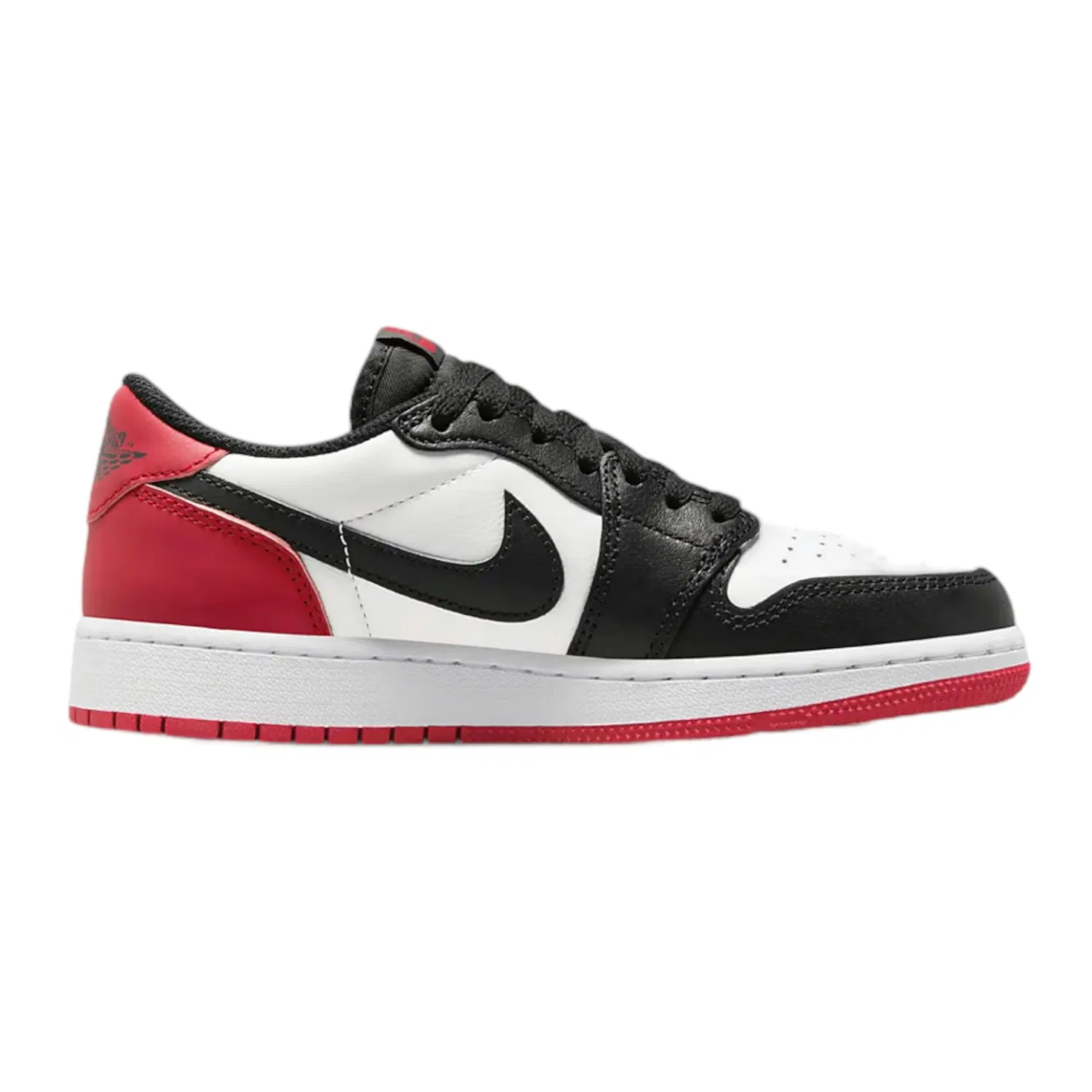 Детские кроссовки для мальчиков с кроссовками Air Jordan 1 Retro Low Og Black Toe Grade School Lifestyle Shoes NIKE, White Black Red Varsity — фото 2