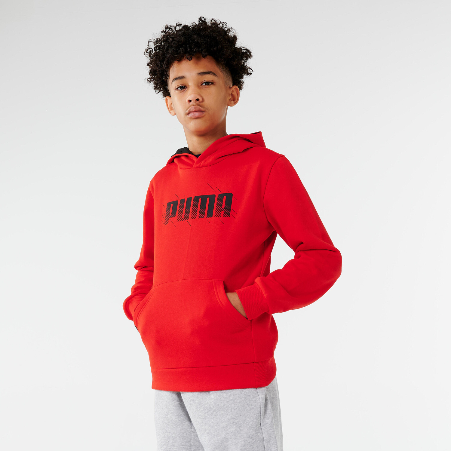 

Детская толстовка Puma - красная с принтом