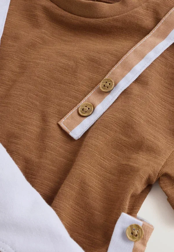 Комплект из топа и брюк хлопковый Set Next rust brown stripe, коричневый — фото 3