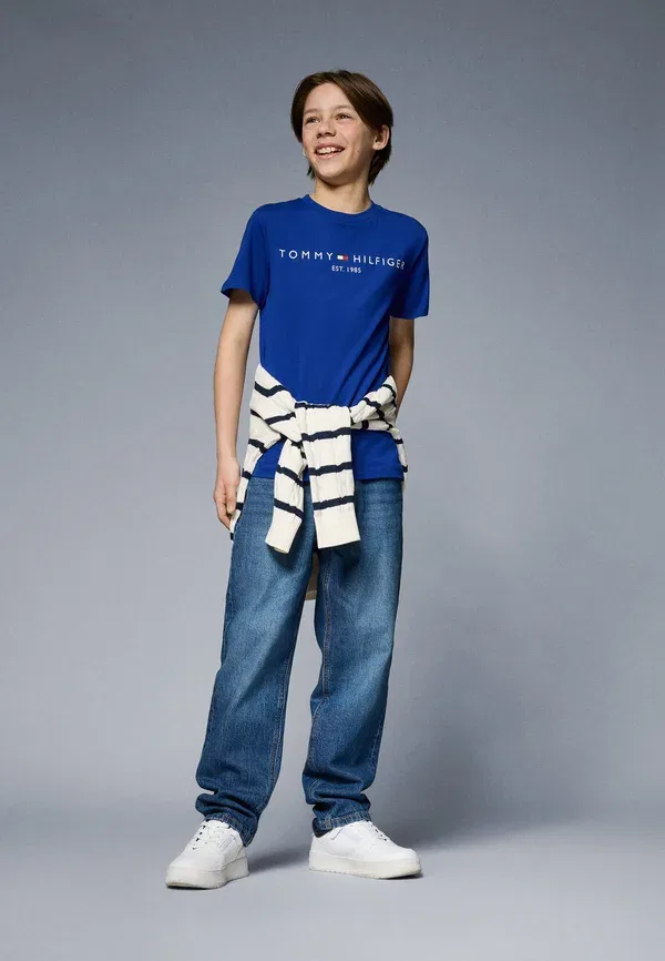 Футболка хлопковая Exclusive essential tee unisex Tommy Hilfiger, Wedge Blue, синий — фото 2