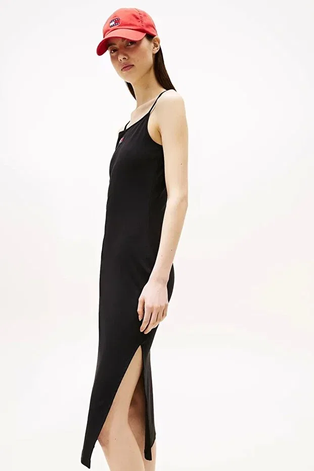 Женское платье-миди с принтом Tjw Strappy Badge Rib Midi Dress Tommy Hilfiger, Black — фото 4