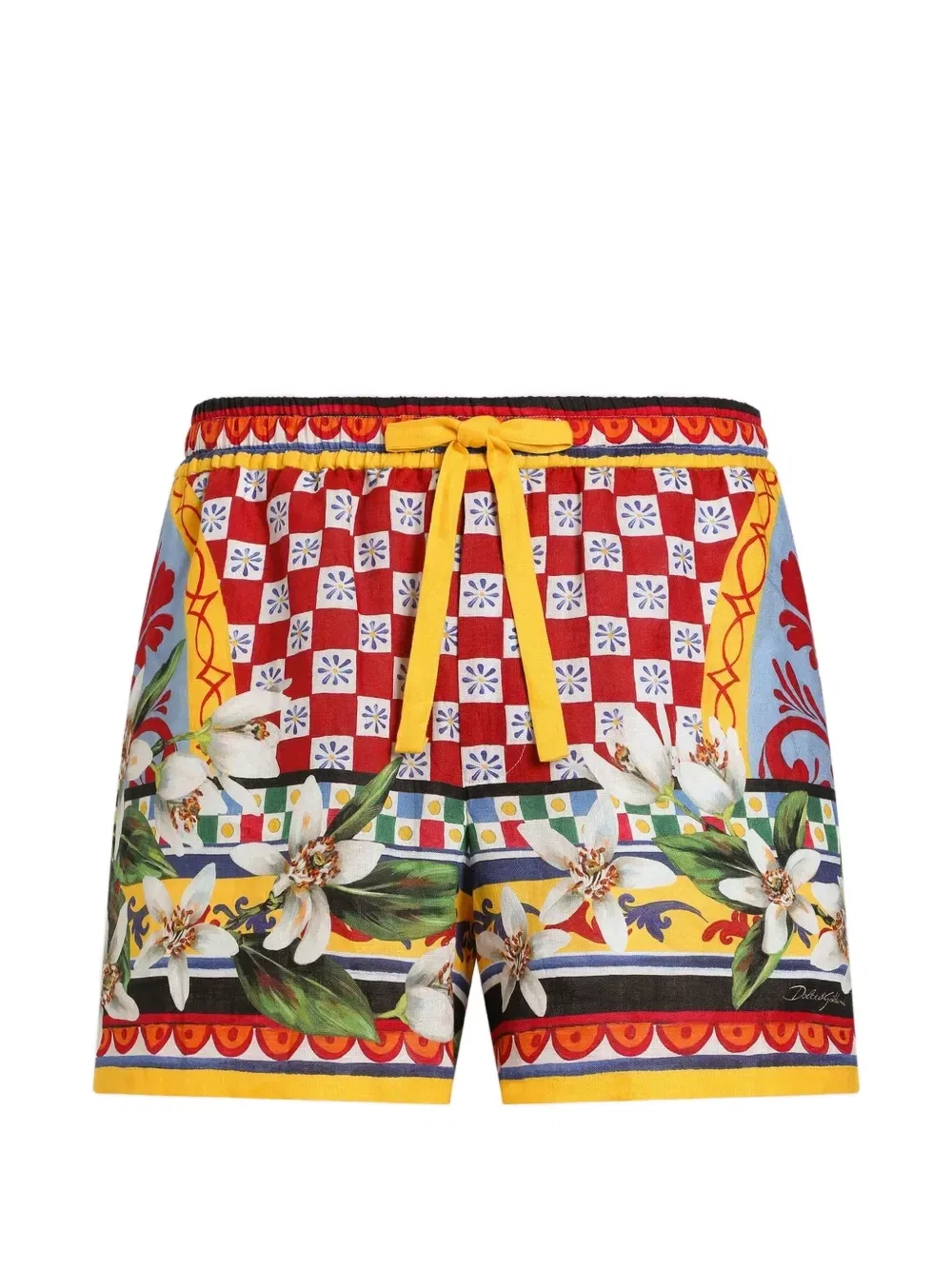 Шорты с кулиской и принтом в стиле карретто Dolce & Gabbana, красный