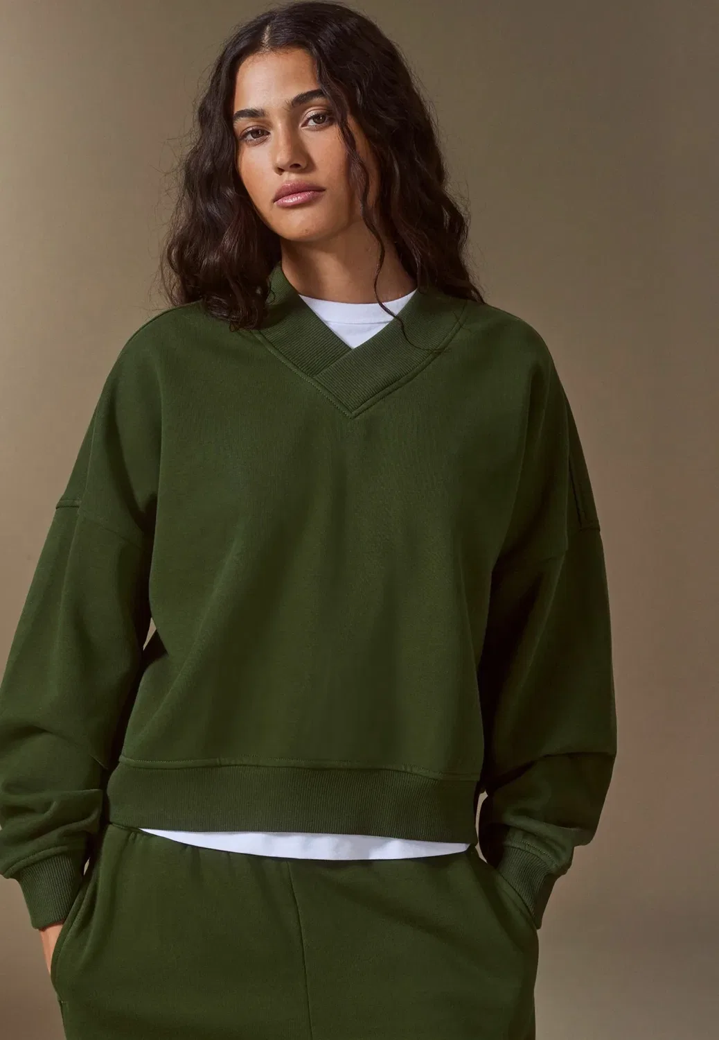 Толстовка с V-образным вырезом - толстовка Next, Khaki Green