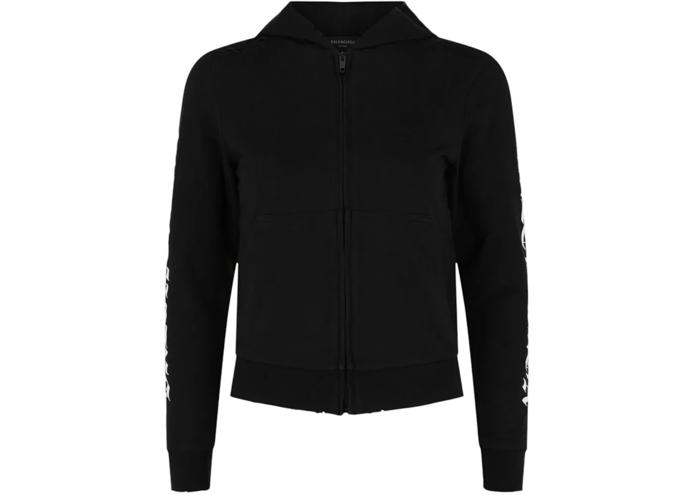 Женская толстовка с принтом Distressed Print Logo Hoodie Balenciaga, Faded Black/White