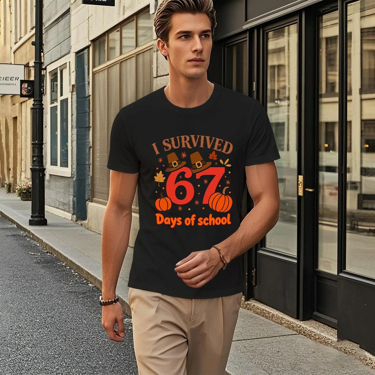 Женская футболка с принтом 67 Days of School Shirt-003, Allblack — фото 4