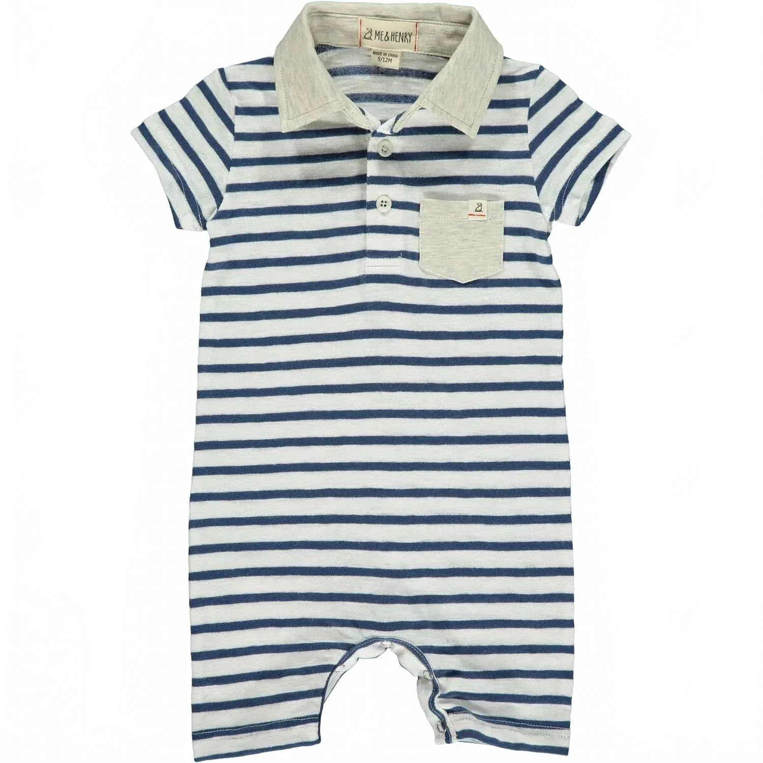 Детский боди-комбинезон поло с воротником Polo Romper ME & HENRY, Navy/White