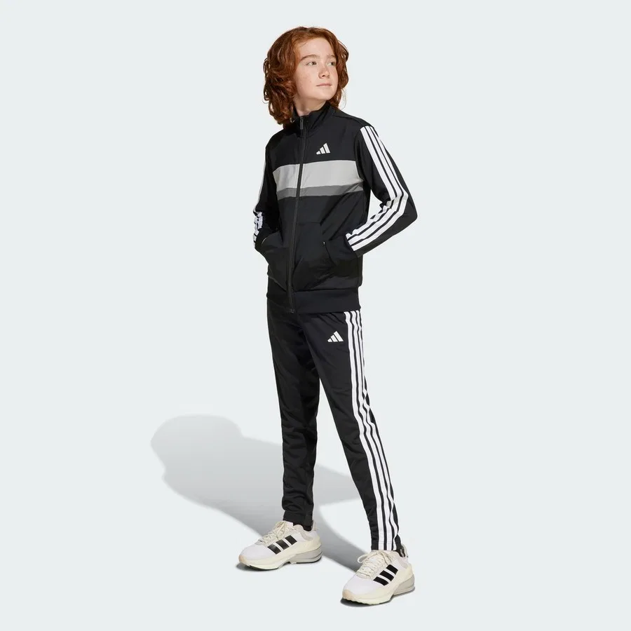 Спортивный костюм с длинным рукавом и молнией Tiberio 3-Stripes adidas, Черно-белый — фото 2