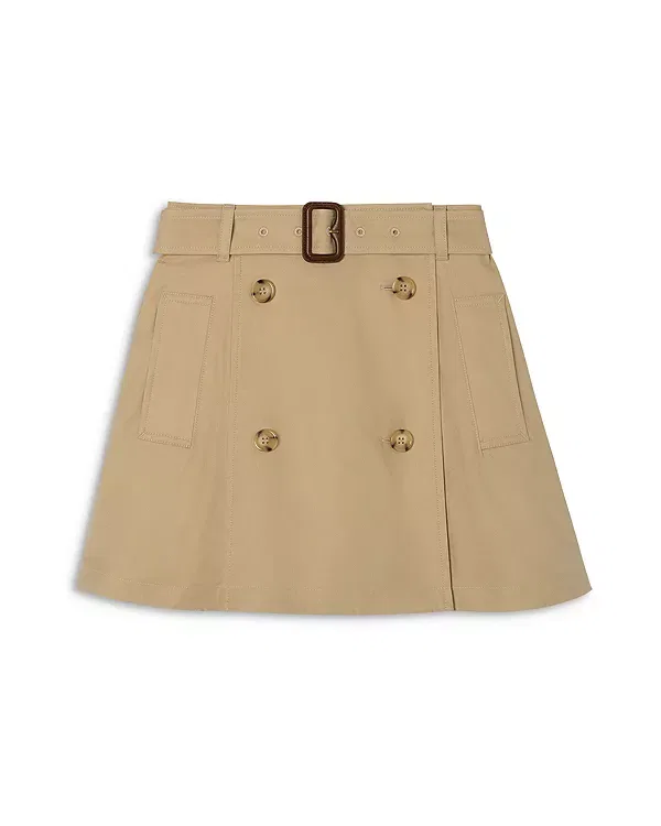 Детская юбка для девочек из хлопка с поясом B buckle Burberry, Sand
