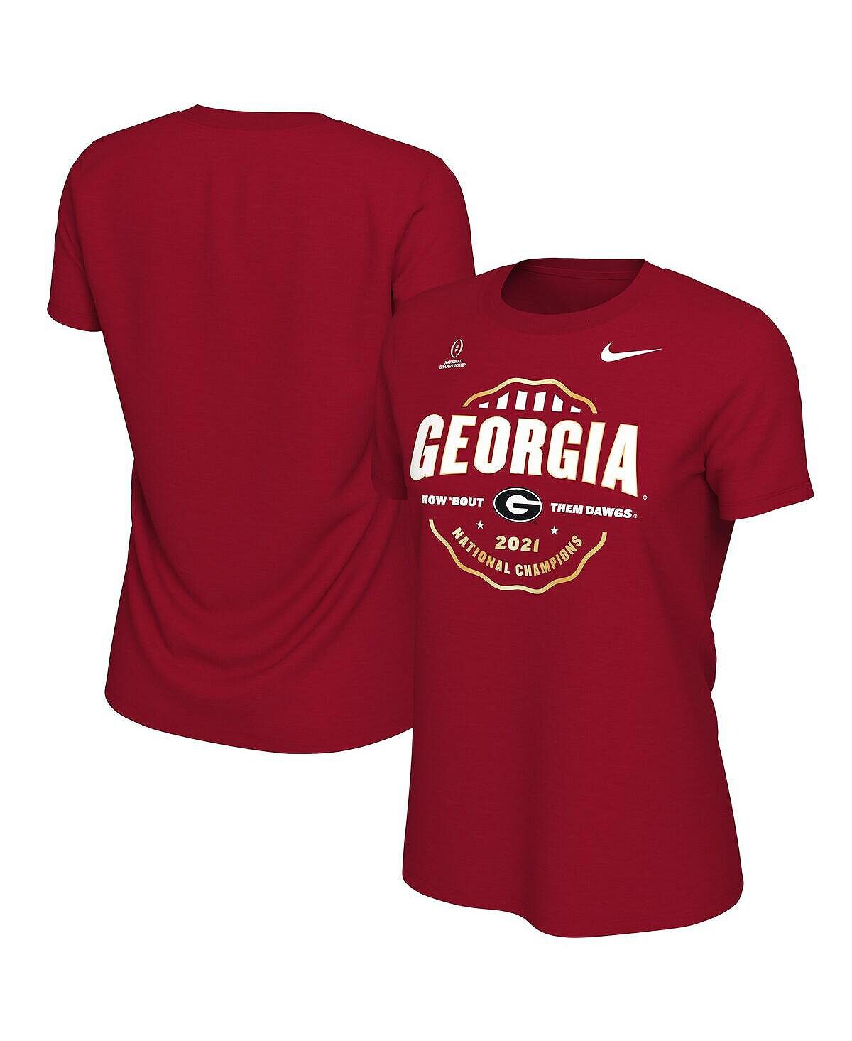 

Женская футболка Red Georgia Bulldogs College Football Playoff 2021 National Champions Seal Celebration Nike, красный