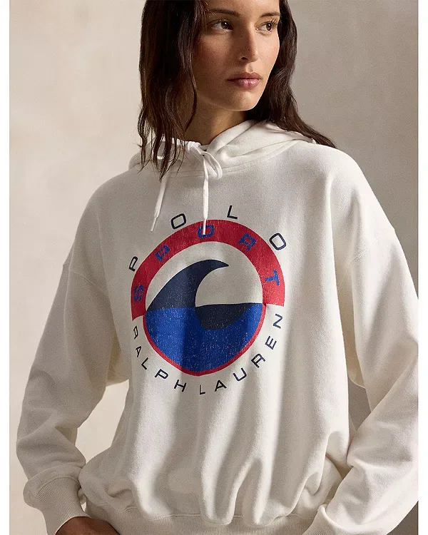 Толстовка с флисовой подкладкой и логотипом в виде волны Ralph Lauren, White — фото 4