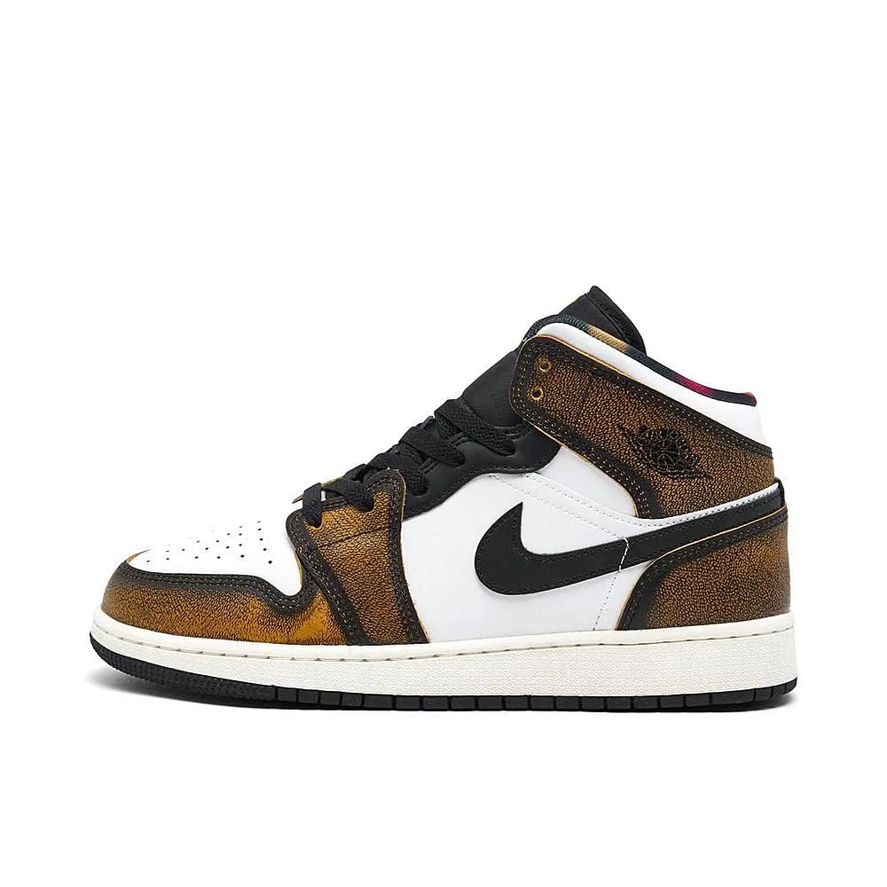 Детские кроссовки для мальчиков с закрытым носком Air Jordan 1 Mid Se (Gs) NIKE, Black Taxi White Sail