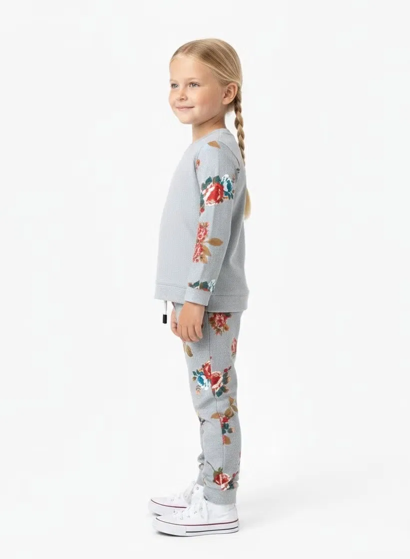 Комплект домашней одежды с цветочным принтом 2 предмета Babyqlo, серый — фото 4