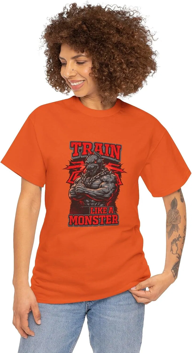 Футболка с принтом TRAIN LIKE A MONSTER Gildan 5000, Orange — фото 2
